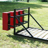 View from Behind of Black Scrum Sled With Wood Platform