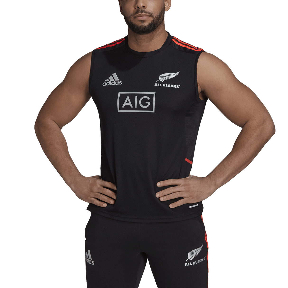 rugby player in All Blacks Rugby Black Singlet from adidas