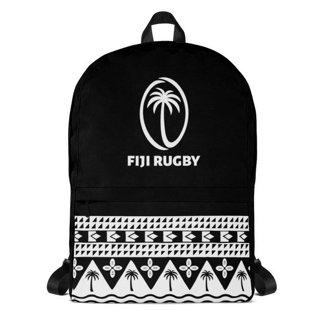 A Fiji Rugby Backpack with a palm tree on it.