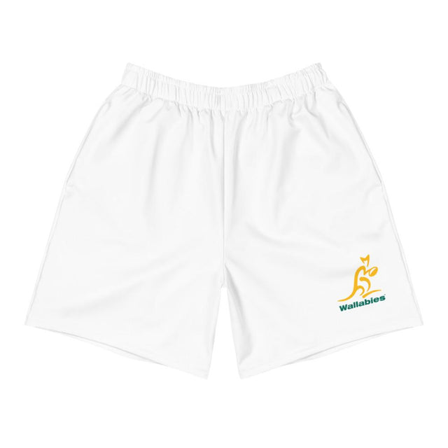 A pair of Wallabies Athletic Shorts with a kangaroo on it.