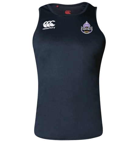 A Capitals Rugby NC Canterbury Black Core Vapodri Rugby Singlet with a red and white logo.