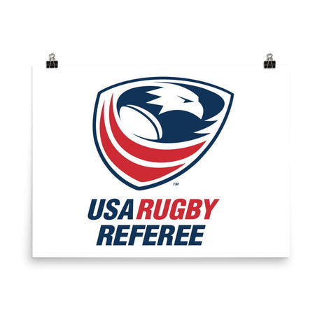 The USA Rugby Referees Poster on a white poster.