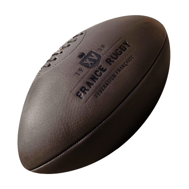 A France Vintage Leather Ball by Gilbert with the name france rugby on it.