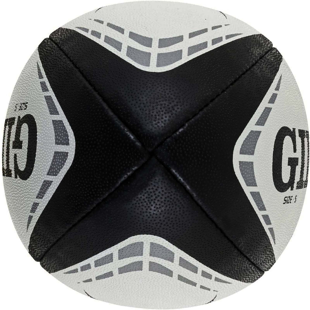 A black and white Gilbert G-TR4000 Training Ball with the word gld on it.