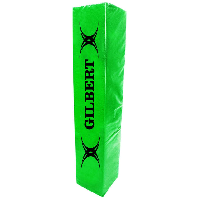 a Gilbert Club Green Square Rugby Post Pad with a black logo on it.