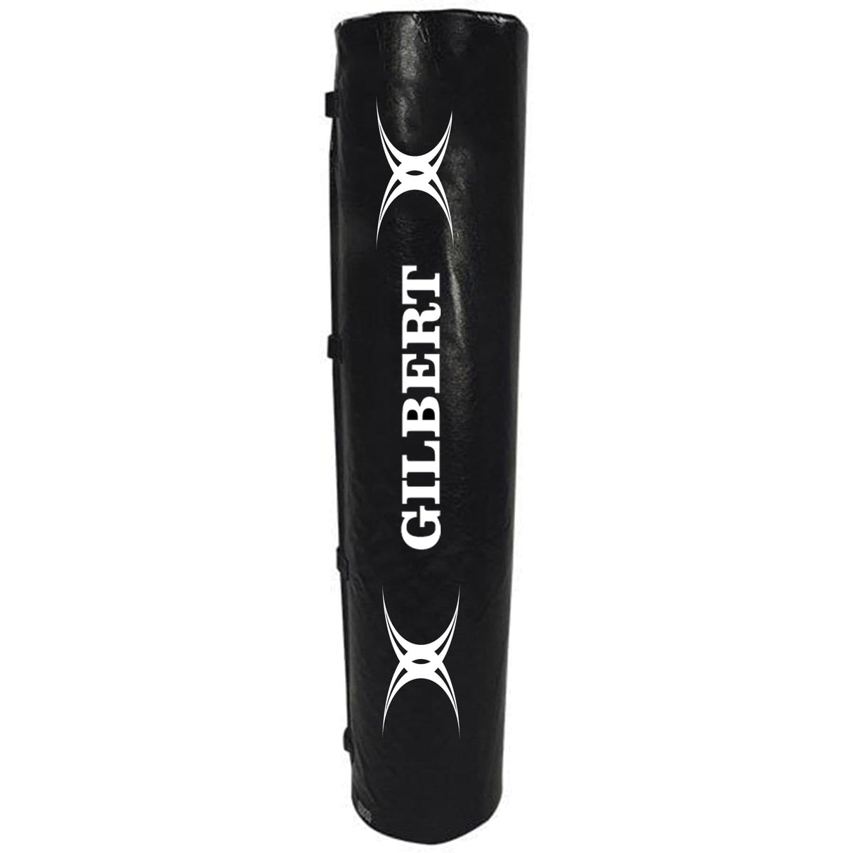 A Gilbert Elite Black Round Rugby Goal Post Pad on a white background.