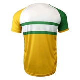 Australia nation rugby jersey in white, gold, and green sublimated short sleeve shirt