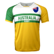 Australia rugby nation jersey in gold, green and white with the Aussie flag crest on the shoulder