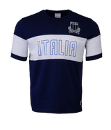 A navy and white Macron 'Italia' T-Shirt with the word Italy on it.