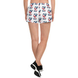 Women's White Athletic Shorts with All Over USA Rugby Referee Print