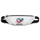 White Fanny Pack with USA Rugby Referee Logo and Black Waist Strap