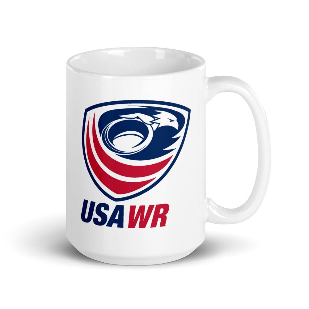 This ceramic USA Wheelchair Rugby Mug from PF LIC features the USA WR logo with an eagle design in red, white, and blue accents. It's dishwasher and microwave safe for convenient everyday use.