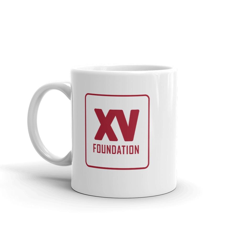 XV Foundation Mug with white color and its name printed on it.