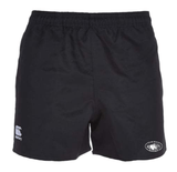 Palm Beach Panthers Rugby Canterbury Black Professional Polyester Pocketed Rugby Shorts with a white logo on the side.