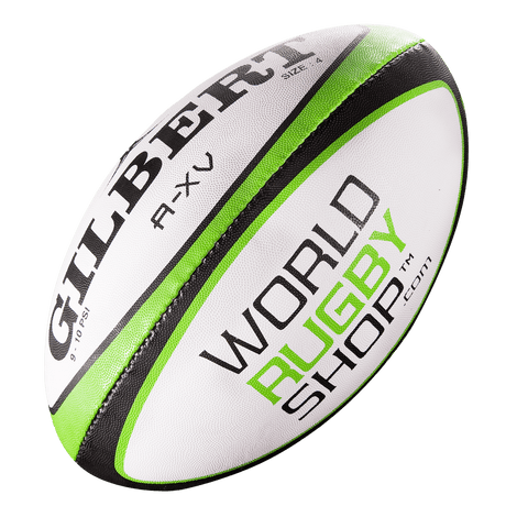 A Gilbert WRS A-XV Training Rugby Ball with the words world rugby on it.