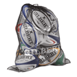 rugby ball mesh bag by gilbert quality equipment transport back with white gilbert logo screen printed drawstring closure