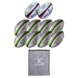 Ball kit includes 2 omega match balls and 8 A-XV training balls plus a ball bag by Gilbert