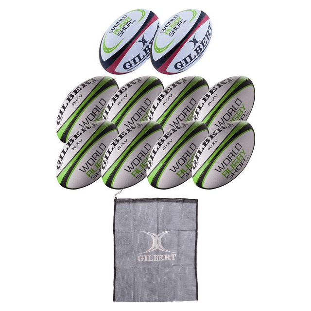 Ball kit includes 2 omega match balls and 8 A-XV training balls plus a ball bag by Gilbert