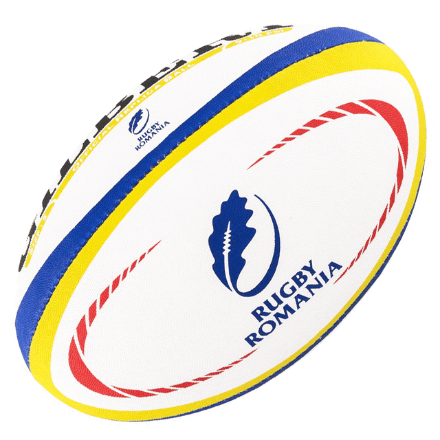 Rugby Romania ball with The Oaks official logo