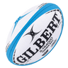 A white and blue Gilbert G-TR4000 Training Ball with the word Gilbert on it.