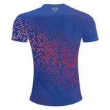 a Stormers Rugby Abstract T-Shirt with red dots on it.