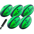 Gilbert Control-A-Ball Rugby Pack 5 Balls and Pump