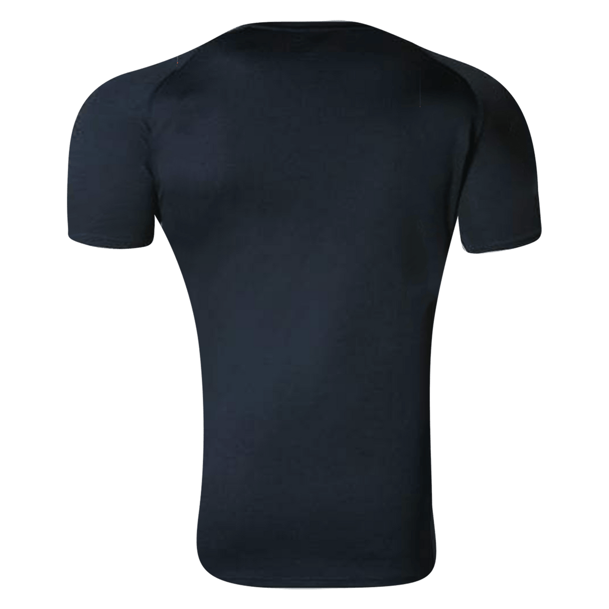 The back of a UCSB RUGBY Canterbury Black Core Vapodri Superlight Rugby T-Shirt on a green background.