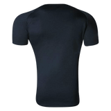 The back of a UCSB RUGBY Canterbury Black Core Vapodri Superlight Rugby T-Shirt on a green background.