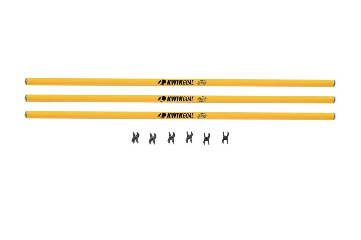 3 Yellow Hurdle Sticks With 6 Swivel Clips