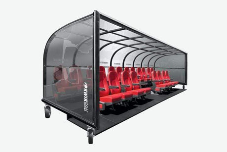 Two-Row Portable Only Rugby Shelter w/ Red Seats & Black Frame