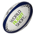 A Gilbert rugby ball with the word Gilbert world rugby shop on it.