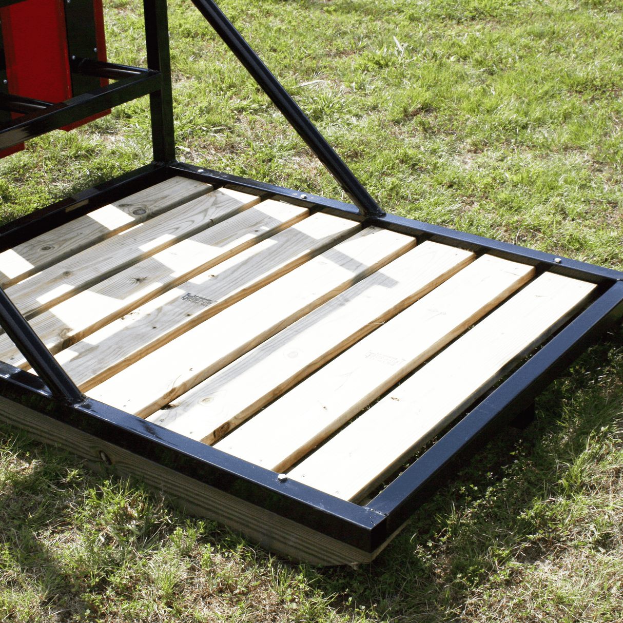 Angled Side View of Wooden Scrum Sled Platform