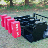 Side View of Black Rugby Scrum Sled with Red Foam Pads