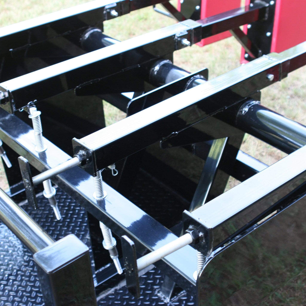 Close Up View of Black Steel Frame and Springs on Scrum Sled