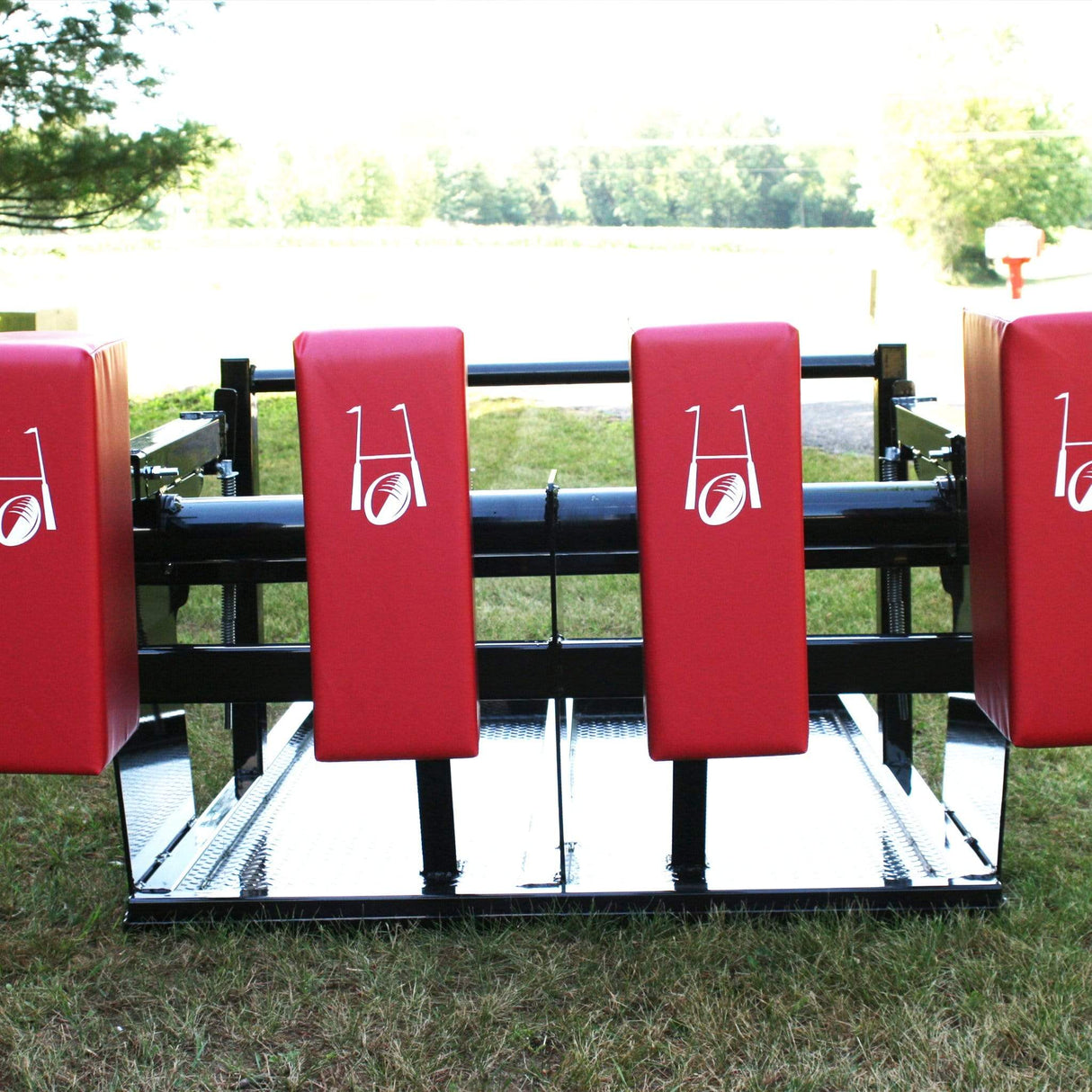 View From Front of Scrum Sled With Red Foam Rugby Pads